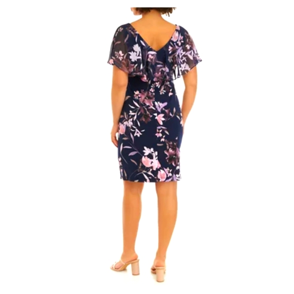 NWOT CONNECTED BEAUTIFUL WOMENS FLORAL FLUTTER SLEEVE DRESS SIZE 8 - Picture 3 of 9